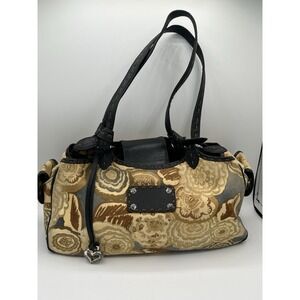BRIGHTON Floral Tapestry Leather Shoulder Handles With Inside Compartments